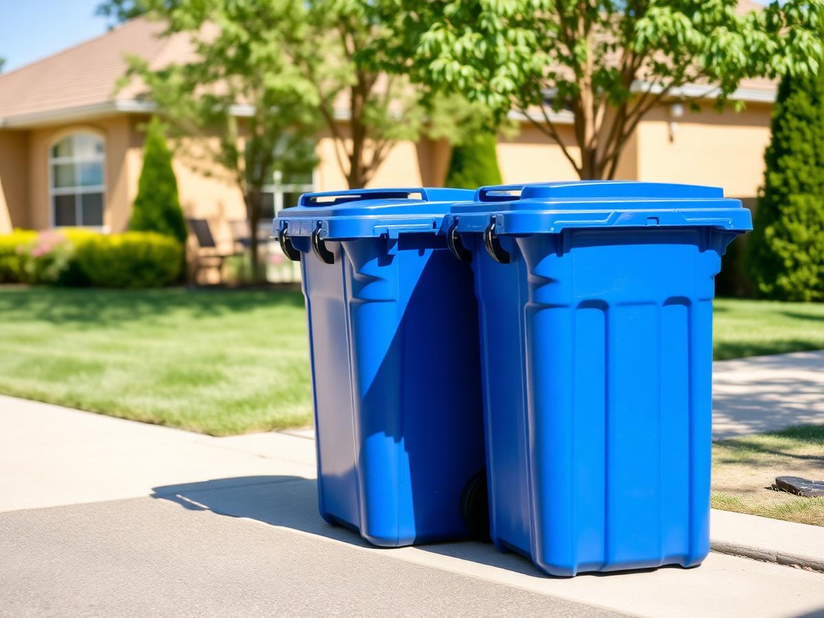 Two bins ready for cleaning on the driveway