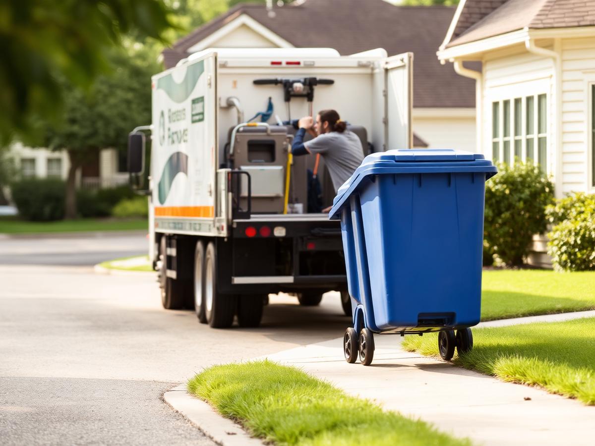 Cleaning truck arriving curbside at a home